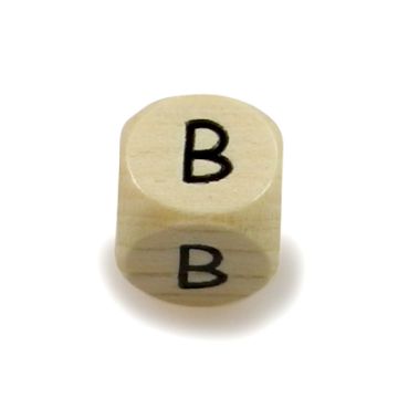 Holzbuchstaben Würfel B natur 10x10 mm Lochgröße 3 mm 1 Stück