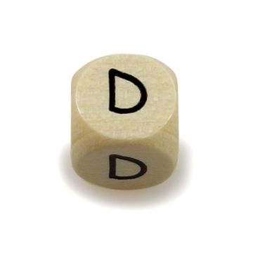 Holzbuchstaben Würfel D natur 10x10 mm Lochgröße 3 mm 1 Stück
