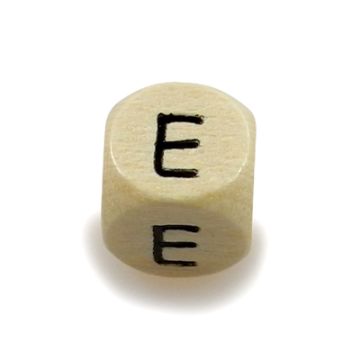 Holzbuchstaben Würfel E natur 10x10 mm Lochgröße 3 mm 2 Stück