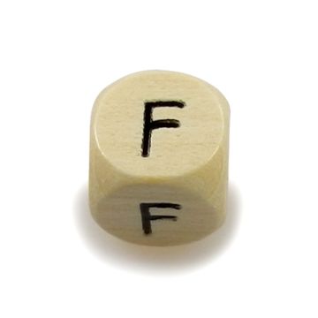 Holzbuchstaben Würfel F natur 10x10 mm Lochgröße 3 mm 1 Stück