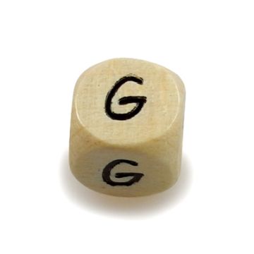 Holzbuchstaben Würfel G natur 10x10 mm Lochgröße 3 mm 1 Stück