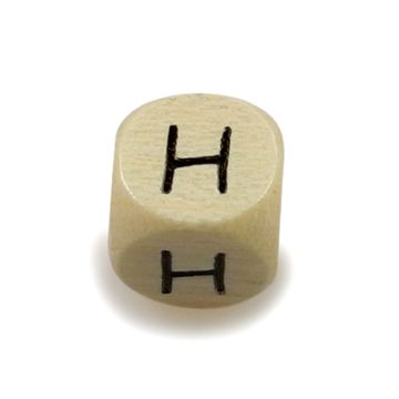 Holzbuchstaben Würfel H natur 10x10 mm Lochgröße 3 mm 1 Stück