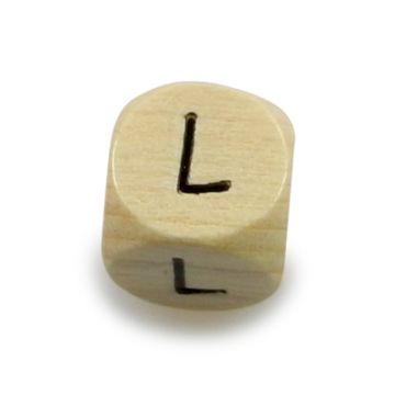 Holzbuchstaben Würfel L natur 10x10 mm Lochgröße 3 mm 2 Stück