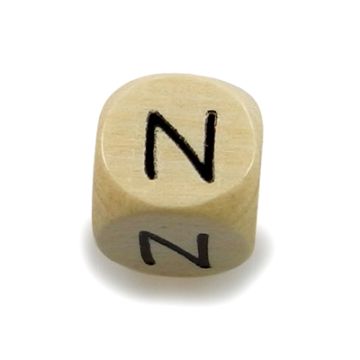 Holzbuchstaben Würfel N natur 10x10 mm Lochgröße 3 mm 1 Stück