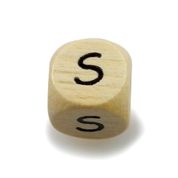 Holzbuchstaben Würfel S natur 10x10 mm Lochgröße 3 mm 1 Stück