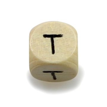 Holzbuchstaben Würfel T natur 10x10 mm Lochgröße 3 mm 2 Stück