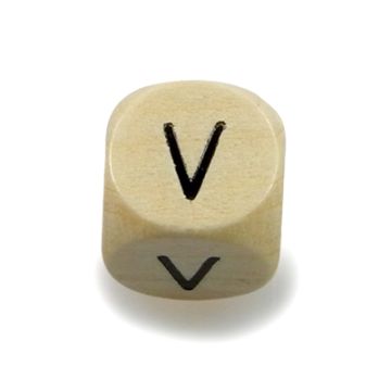 Holzbuchstaben Würfel V natur 10x10 mm Lochgröße 3 mm 2 Stück