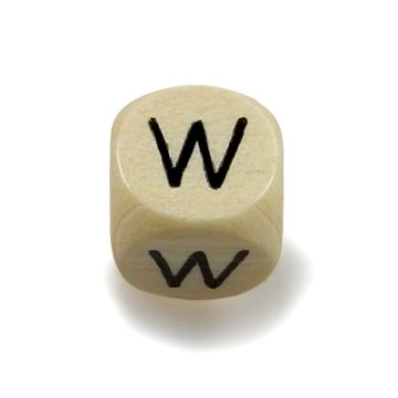 Holzbuchstaben Würfel W natur 10x10 mm Lochgröße 3 mm 1 Stück