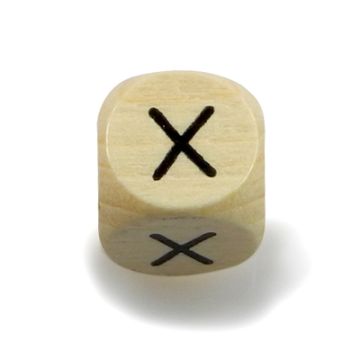Holzbuchstaben Würfel X natur 10x10 mm Lochgröße 3 mm 2 Stück