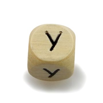 Holzbuchstaben Würfel Y natur 10x10 mm Lochgröße 3 mm 2 Stück