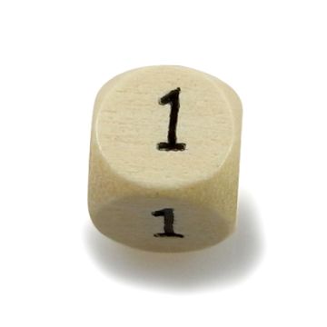 Holzzahlen Würfel 1 natur 10x10 mm Lochgröße 3 mm 1 Stück