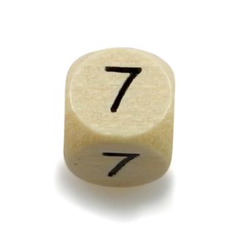 Holzzahlen Würfel 7 natur 10x10 mm Lochgröße 3 mm 2 Stück