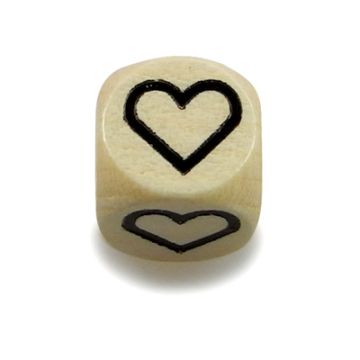 Holz Würfel Herz natur 10x10 mm Lochgröße 3 mm