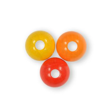 Holzperle rund gelb-orange-rot-ton 12 mm Lochgröße 2,5 mm