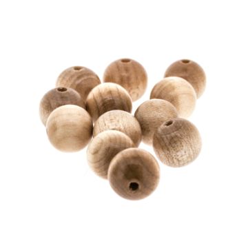 Holzperle rund natur 14 mm Lochgröße 2,7 mm