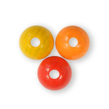 Holzperle rund gelb-orange-rot-ton 14 mm Lochgröße 2,7 mm