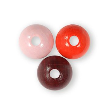 Holzperle rund rot-ton 14 mm Lochgröße 2,7 mm
