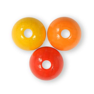 Holzperle rund gelb-orange-rot-ton 16 mm Lochgröße 2,9 mm