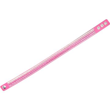 Armband in Strassoptik Niete rund pink kristall ton in ton 4 reihig ca. 40 cm