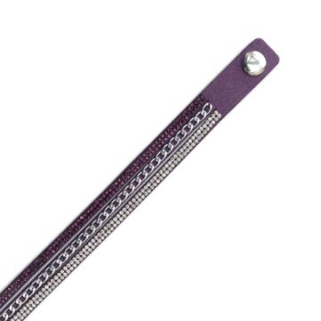 Armband in Strassoptik mit Kette silberfarben lila 16 mm ca. 40 cm