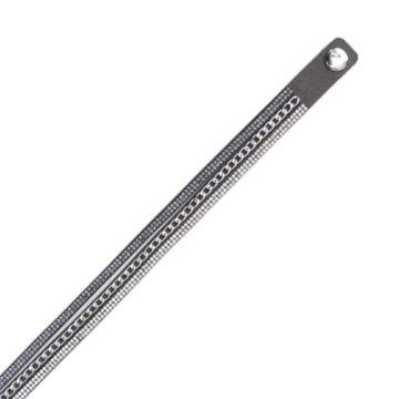 Armband in Strassoptik mit Kette silberfarben grau 16 mm ca. 40 cm