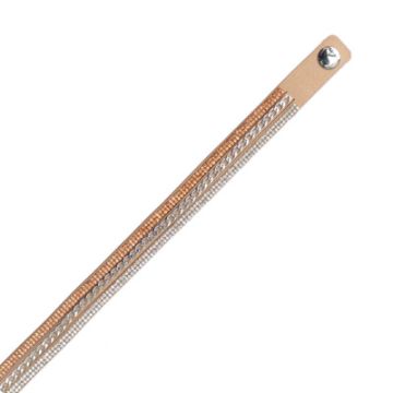 Armband in Strassoptik mit Kette silberfarben beige 16 mm ca. 40 cm