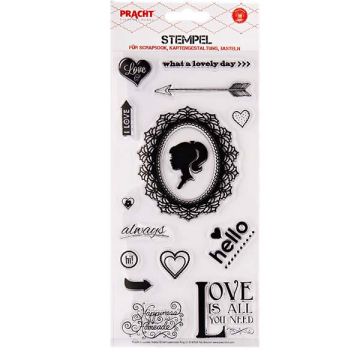 Motivstempel Happiness Love transparent 100x200 mm