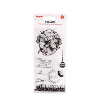 Motivstempel Christmas and Happy New Year transparent 75x150 mm