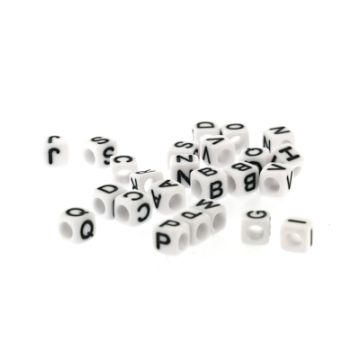 Buchstabenp. Kunststoff Mix weiß-schwarz 6x6 mm ca. 110 Stück