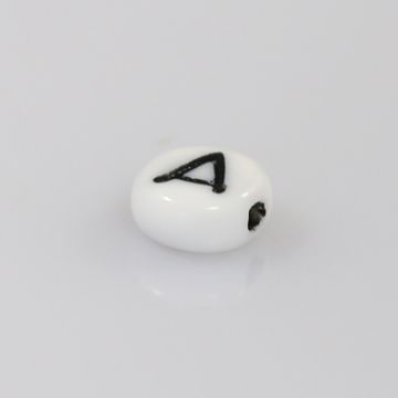 Buchstabenperle aus Glas A weiß-schwarz 6,5x3,2 mm Lochgröße 1 mm