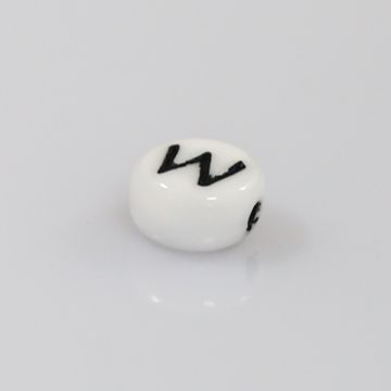 Buchstabenperle aus Glas W weiß-schwarz 6,5x3,2 mm Lochgröße 1 mm