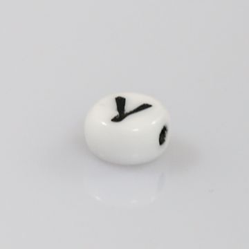 Buchstabenperle aus Glas Y weiß-schwarz 6,5x3,2 mm Lochgröße 1 mm