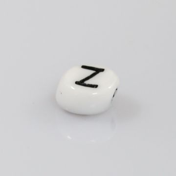 Buchstabenperle aus Glas Z weiß-schwarz 6,5x3,2 mm Lochgröße 1 mm