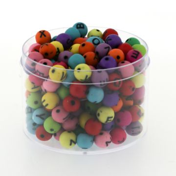 Buchstabenperle bunt schwarz 7 mm 1 Dose = 60gr.
