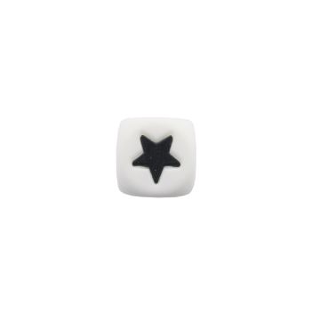 Silikonperle Stern Würfel weiß schwarz 12x12 mm Lochgröße