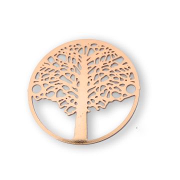 Metallzwischenteil rund Baum rosegoldfarben 22 mm