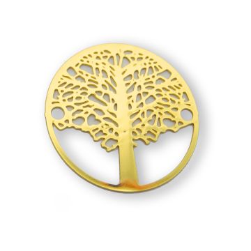 Metallzwischenteil rund Baum goldfarben 22 mm