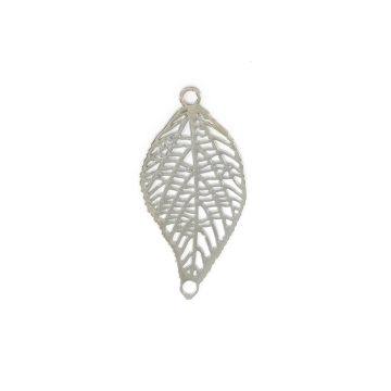 Metallzwischenteil Blatt platinfarben 15x28 mm