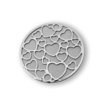 Metallzwischenteil rund Herzchen platinfarben 20 mm