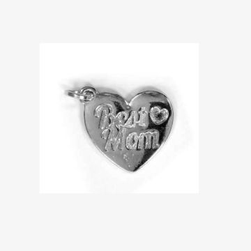 Metallanhänger Herz Best Mom platinfarben 16x16 mm