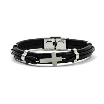 Armband echt Leder schwarz ca. 21x1 cm