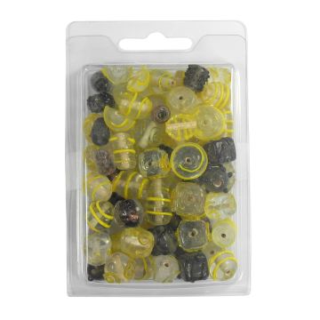 Glasperlen Mix gelb grau ton 130 gr
