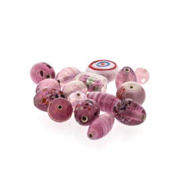 500 gr. Glasperle Rosa transparent Handmade