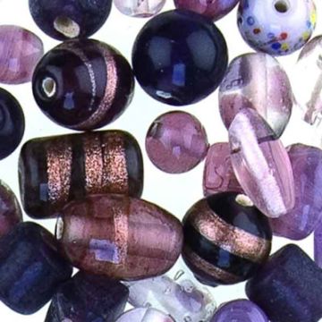 500 gr. Glasperle Amethyst transparent Handmade