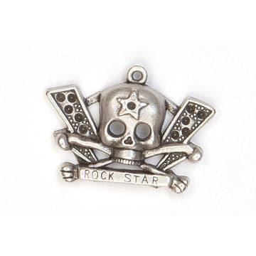 Metallanhänger Totenkopf altplatinfarben 35x25 mm