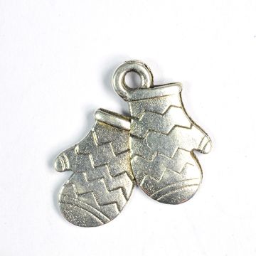 Metallanhänger Handschuhe altplatin 17x18 mm