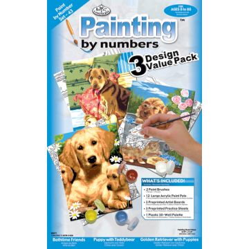 Malen nach Zahlen Junior Hundewelpen 22,2x29,8 cm 1 Pack, = 3 Bilder Pracht Creatives Hobby