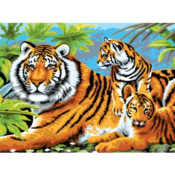 Malen nach Zahlen Junior Tiger mit Jungen 40x32,5 cm