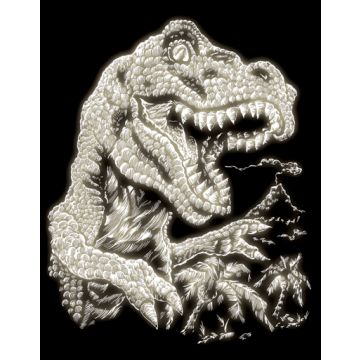 Kratzbilder Tyrannosaurus Rex Glow-in-the-Dark 20,3x25,4 cm