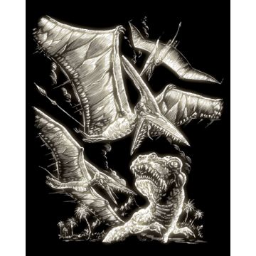 Kratzbilder Flugsaurier Glow-in-the-Dark 20,3x25,4 cm